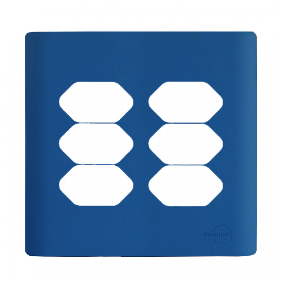 Placa p/ 6 Tomadas 4x4 -Novara Azul Fosco